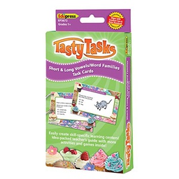 [EPX3672] Tasty Task Cards, Short &amp; Long Vowels/Word Families 96 Pracice Questions (48 double sided cards)