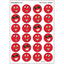 [T83201] Red Smiles, Strawberry scent Scratch 'n Sniff Stinky Stickers (96 Stickers)