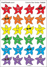 [T83216] Colorful Star Smiles, Fruit Punch scent Scratch 'n Sniff Stinky Stickers (96 Stickers)