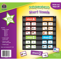 [TCR20850] Short Vowels Pocket Chart Cards Write - on/ Wipe - off (205 cards)