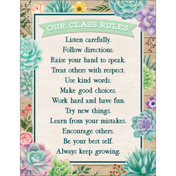 [TCR7974] Rustic Bloom Our Class Rules Chart (43cm x 56cm)