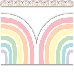 [TCR8431] Pastel Pop Rainbows Die-Cut Border Trim, 12pcs 2.75''x35''(6.9cmx88.9cm), total (35'=10.6m)