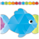 [TCR3497] Colorful Fish Die-Cut Border Trim, 12pcs 2.75''x35''(6.9cmx88.9cm) total (35'=10.6m)