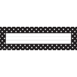 [TCR4001] Black Polka Dots Flat Name Plates 3.5''x11.5''(8.8cmx29.2cm) (36pcs)