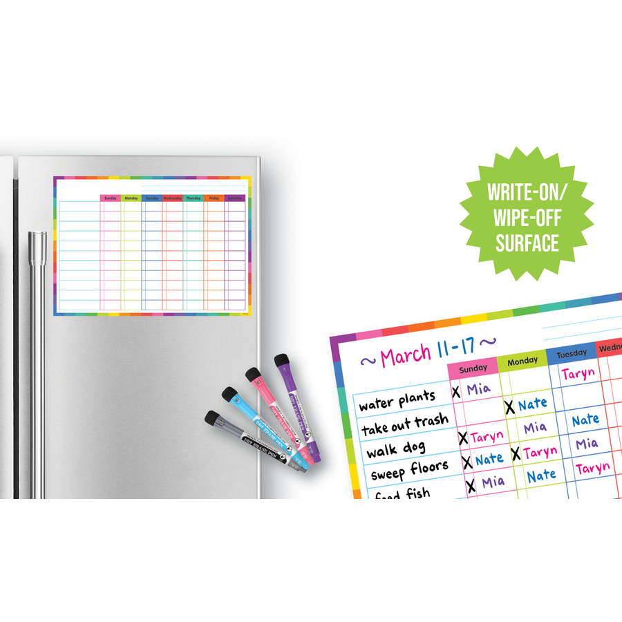 COLORFUL MAGNETIC DRY-ERASE TASK CHART 17" x 12" (43cm x 30.5cm)