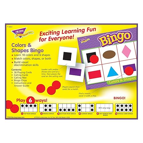 Colors &amp; Shapes Bingo (36 different playing cards)