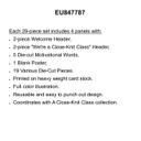 A Close-Knit Class Welcome Set Bulletin Board Set includes 4 panels17"x 24"(43cmx 61cm) 2pcs Welcome Header 5 die-cut  &amp; 1 Blank Poster (29pcs)