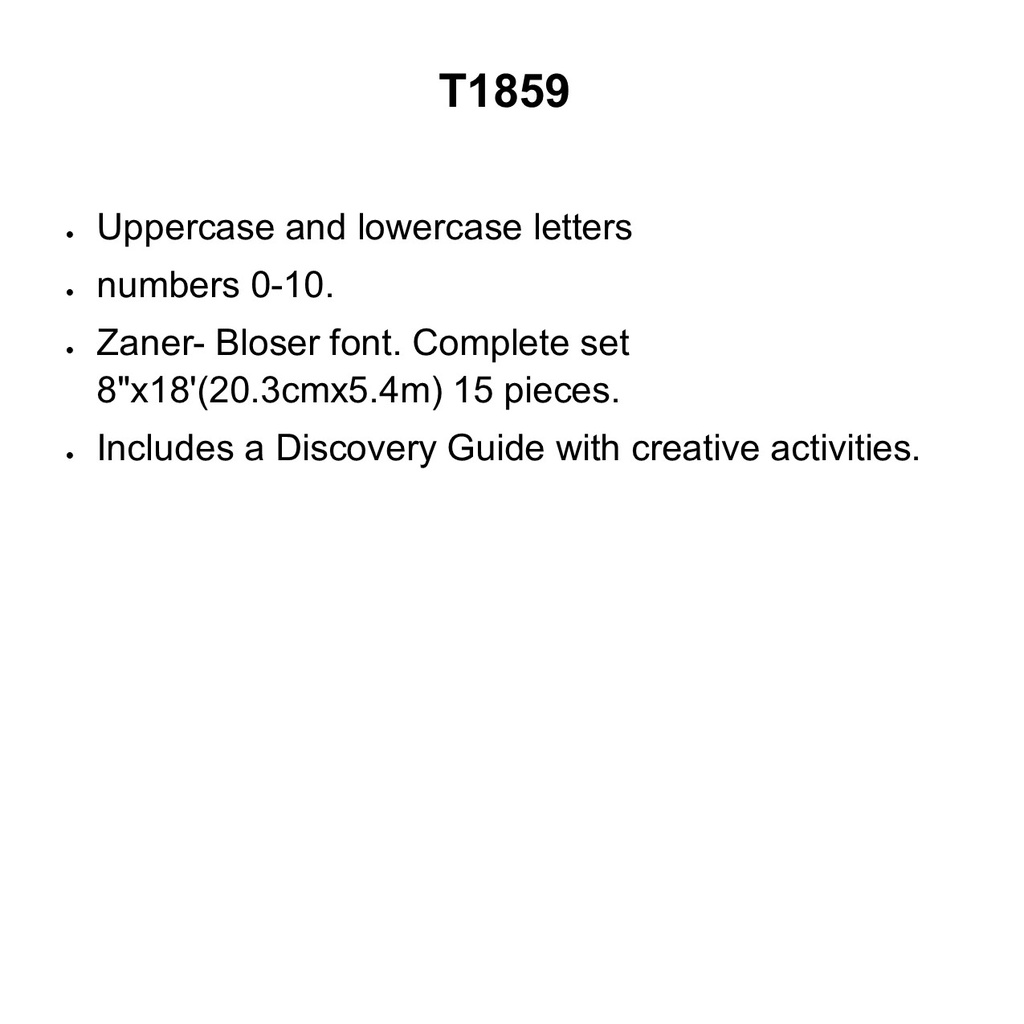 Basic Alphabet Zaner-Bloser Cursive (8''(20.3cm) 18ft (15pcs)