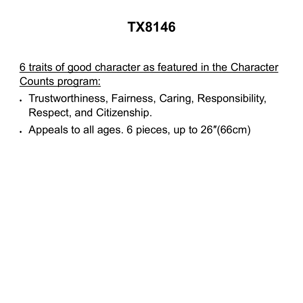 Character Education B.B.SET individual Posters show 6 Traits of Good Character  (6pcs)