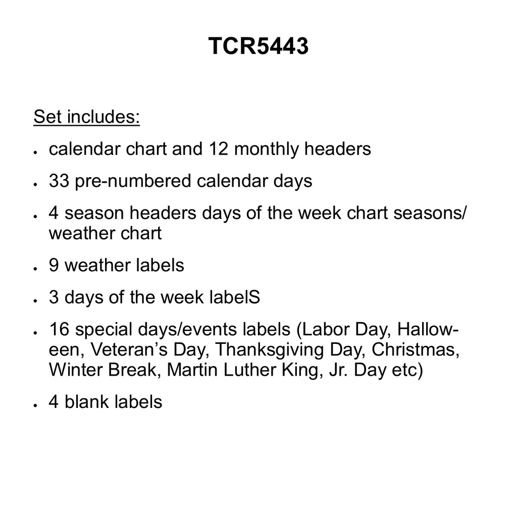 Confetti Calendar Bulletin Board Set   (84pcs)