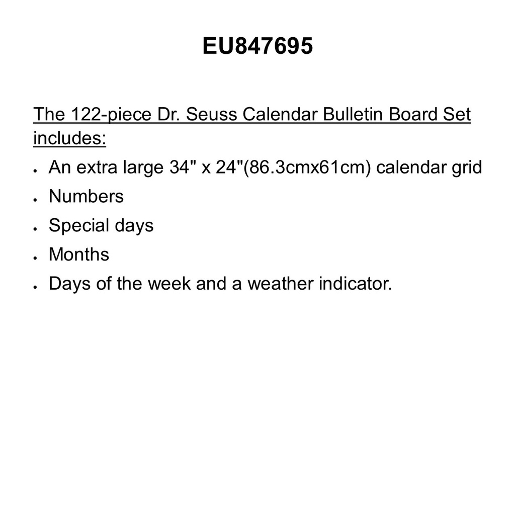 DR Seuss Calendar Set   (122pcs)