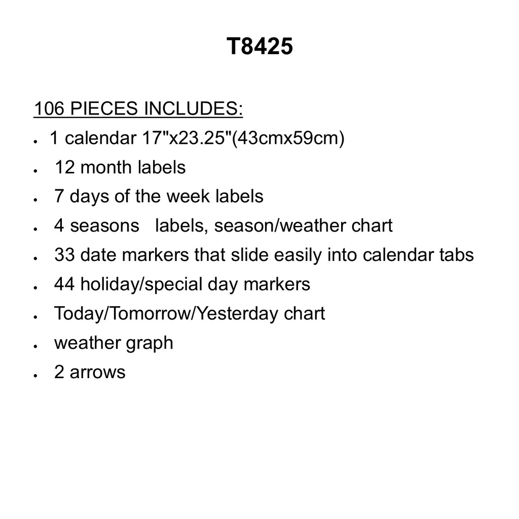 I  Metal Calendar BBset (106pcs)