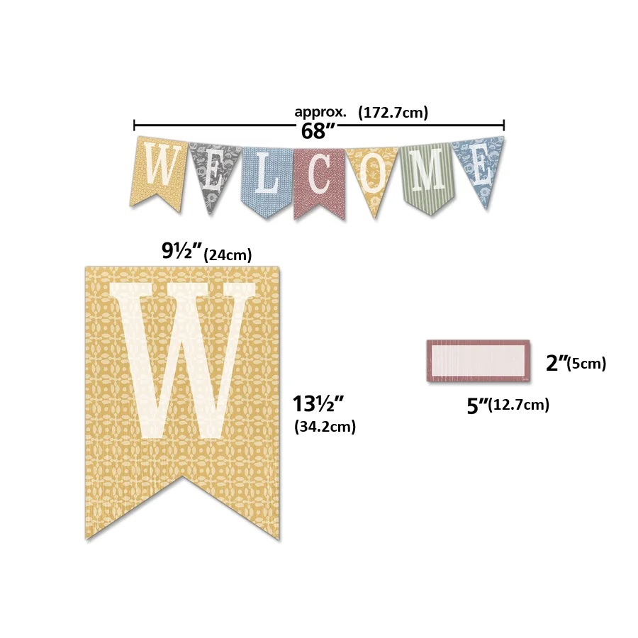 Classroom Cottage Pennants Welcome BB set (53cm)(10.25"x13.5")(26cmx34.2cm)