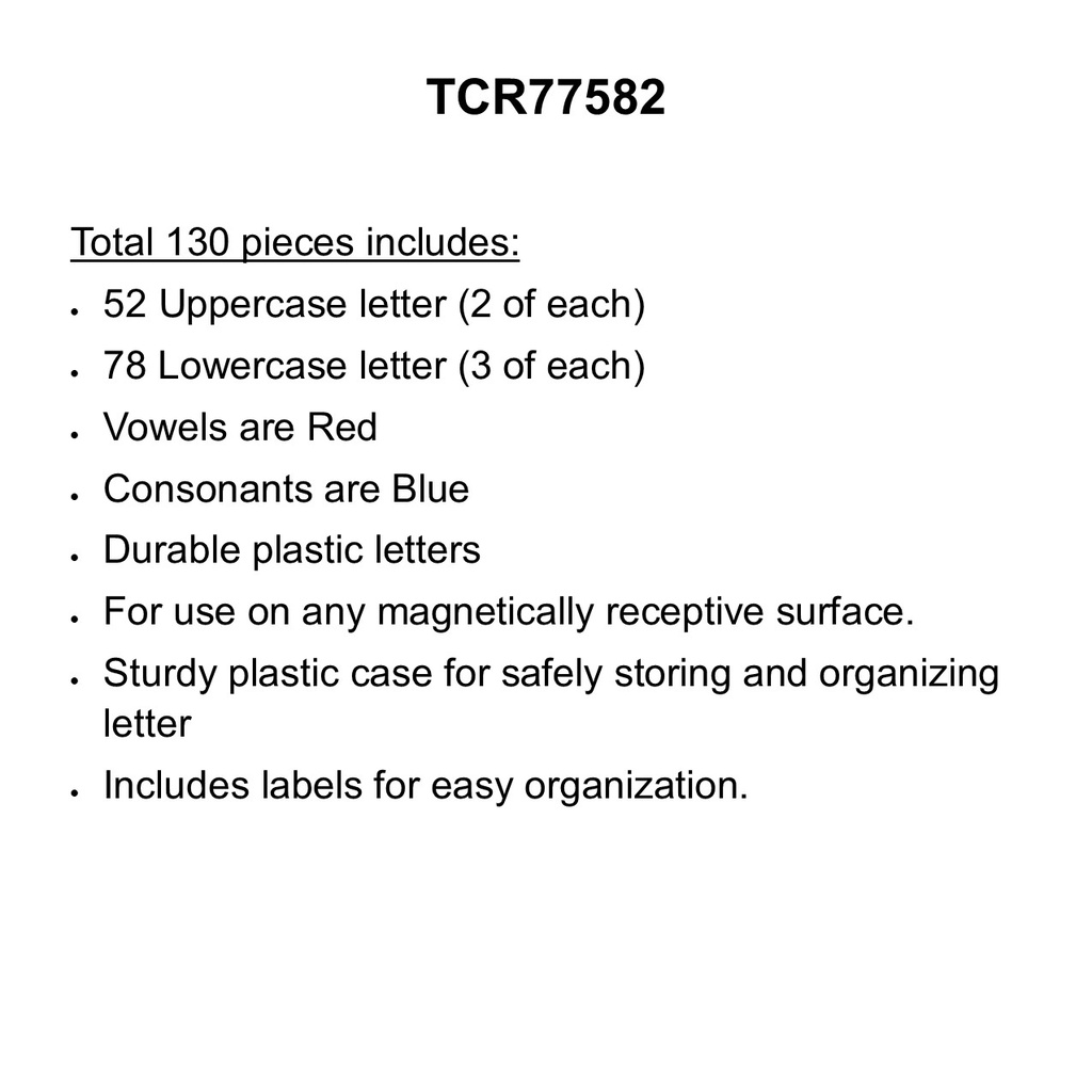 Magnetic Letters Deluxe Set (130pcs): 52 uppercase letters, 78 lowercase letters