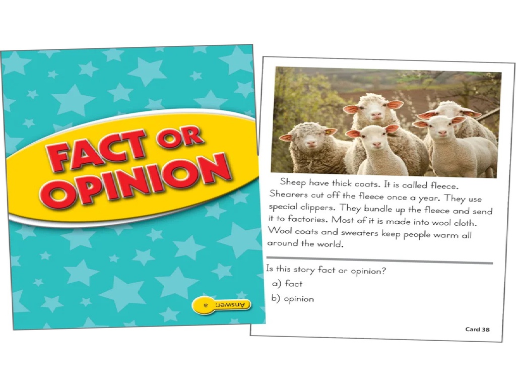 Reading Comprehension Practice Cards: Fact or Opinion (Yellow Level)(RL:1.0-2.0) 40 Cards