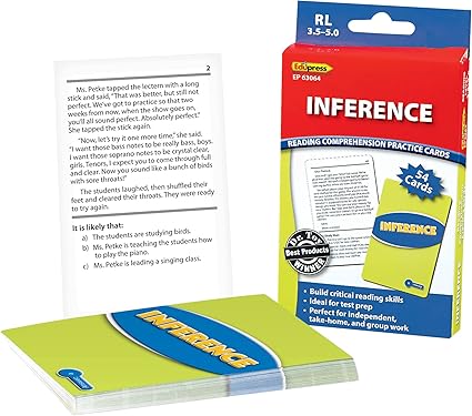 Reading Comprehension Practice Cards: Inference (RL:3.5-5.0)(Blue Level)(54cards)