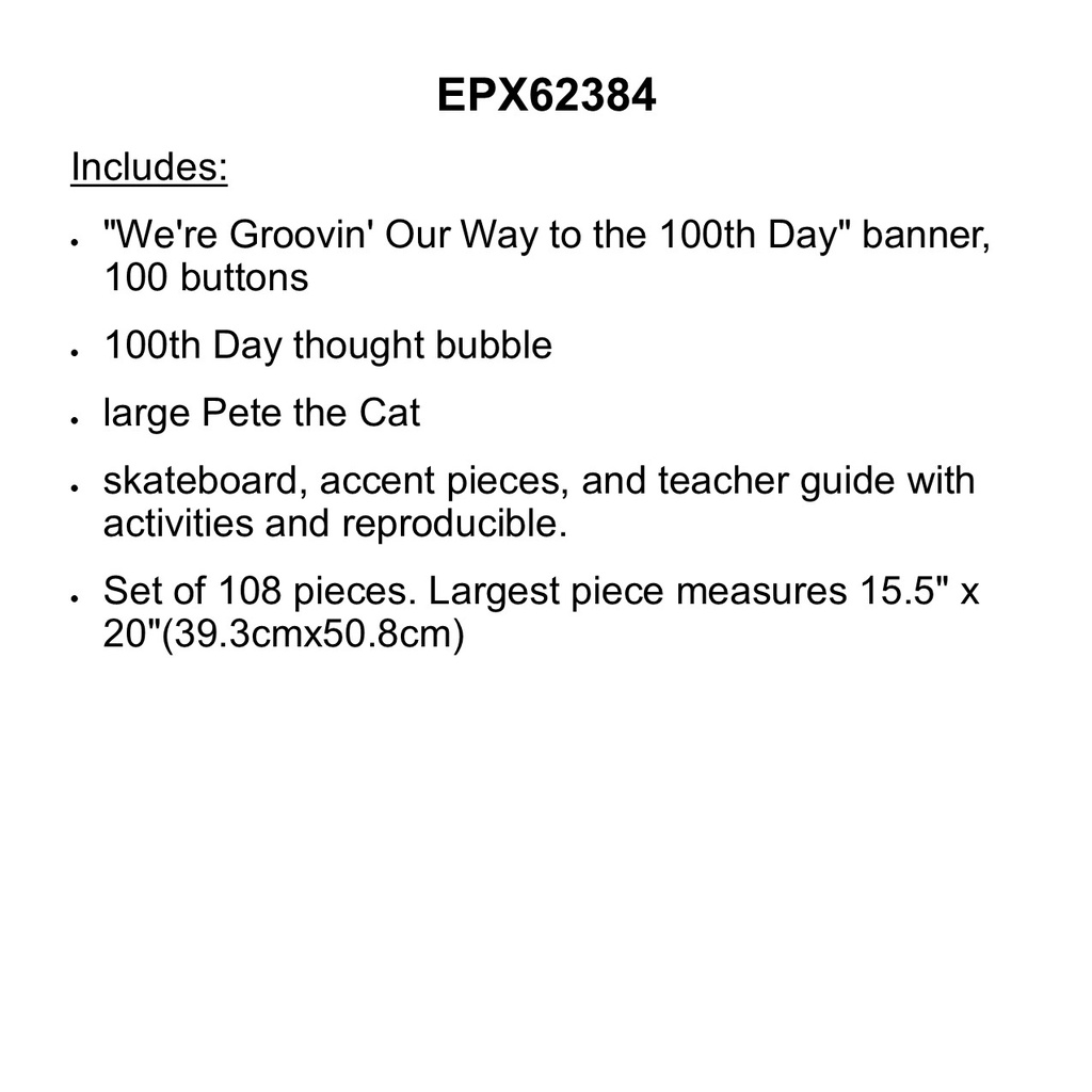 Pete the Cat 100 Groovy Days of School Bulletin Board (108pcs)