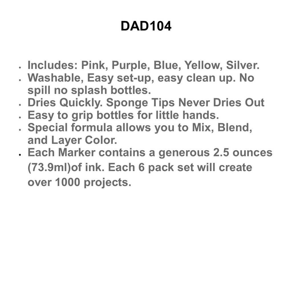 DO A DO A DOT ART SHIMMERS 5 PK (2.5 oz bottles) WASHABLE