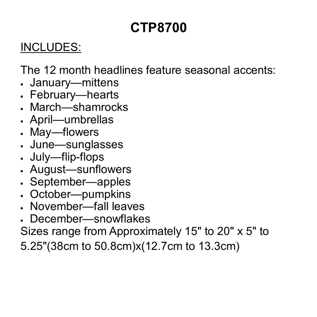 CALM &amp; COOL MONTH HEADLINES MINI BB SET (15pcs)