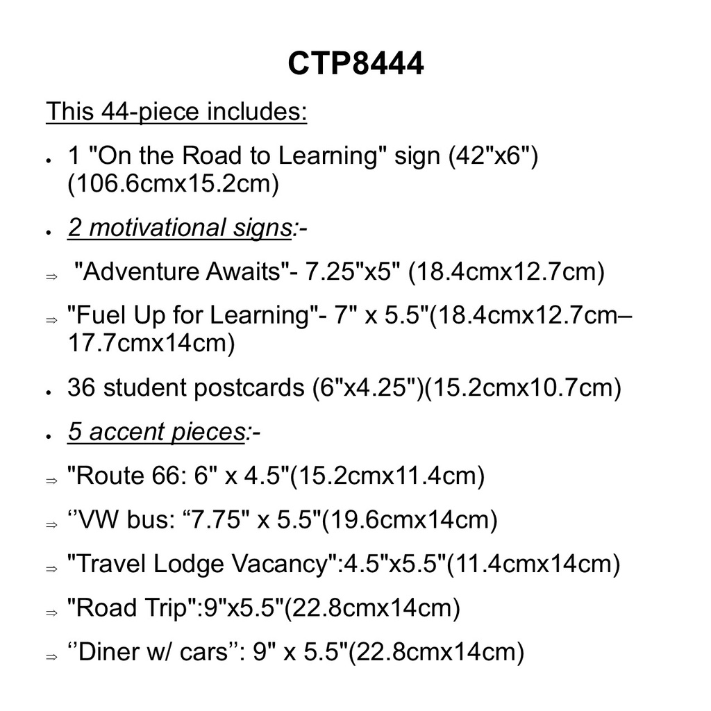 MID-CENTURY MOD ON THE ROAD TO LEARNING MINI BULLETIN BOARD (44pcs)