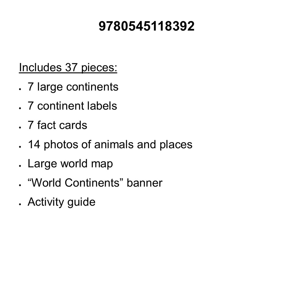 WORLD CONTINENTS Bulletin Board Set (37pcs)