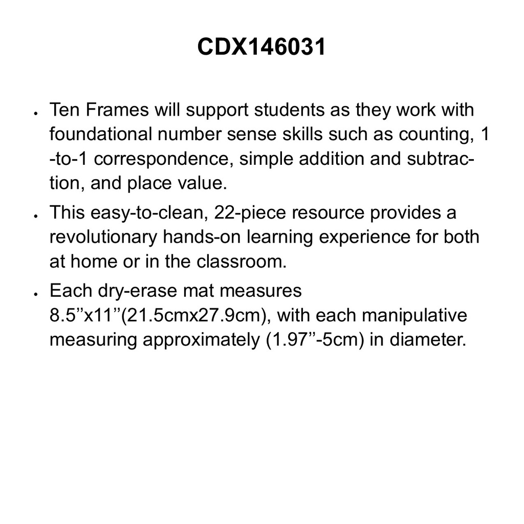 Edu-Clings Silicone Center: Ten Frames Manipulative (Gr:K-1)(22pcs)
