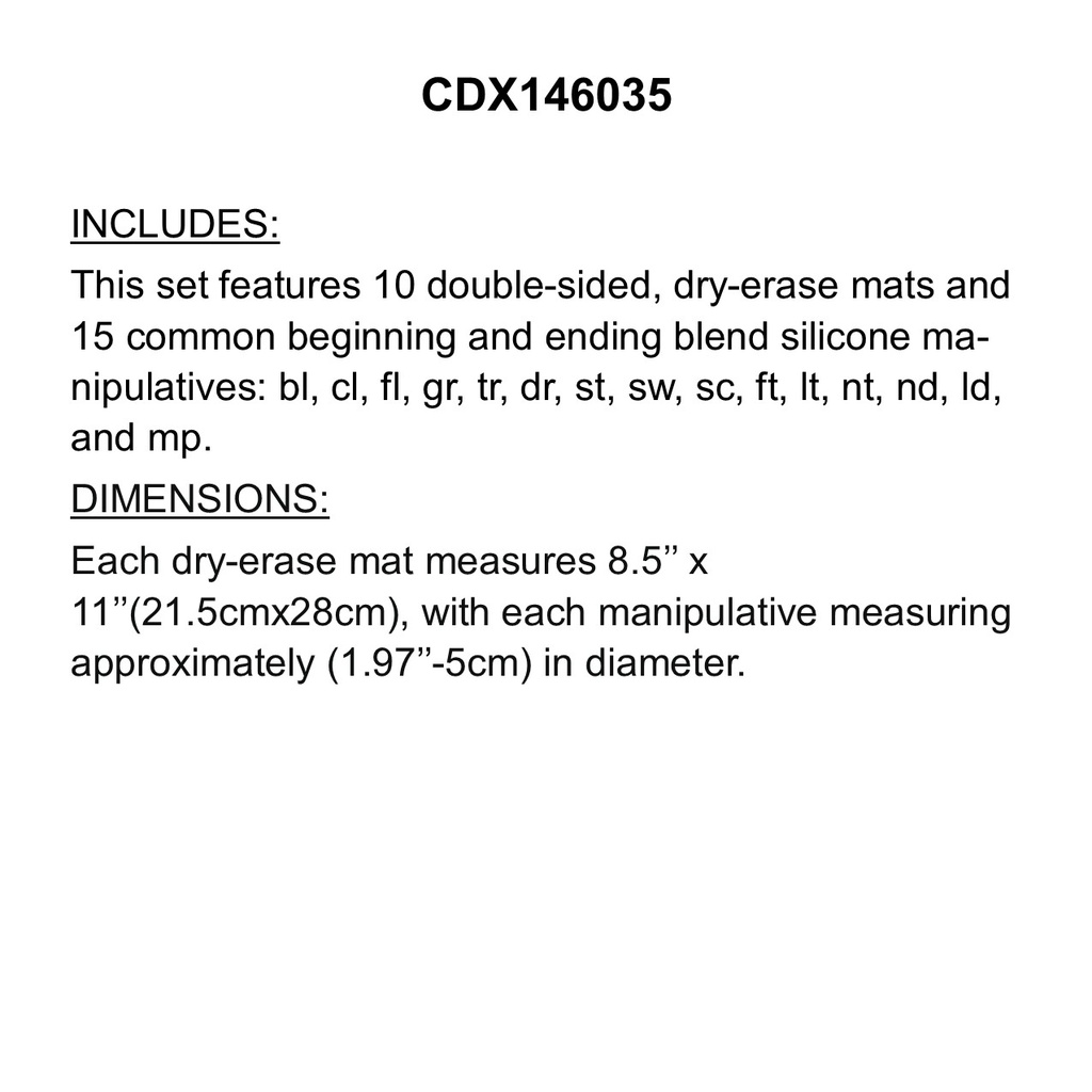 Edu-Clings Silicone Center: Beginning and Ending Blends Manipulative (Gr:1-2) (25pcs)