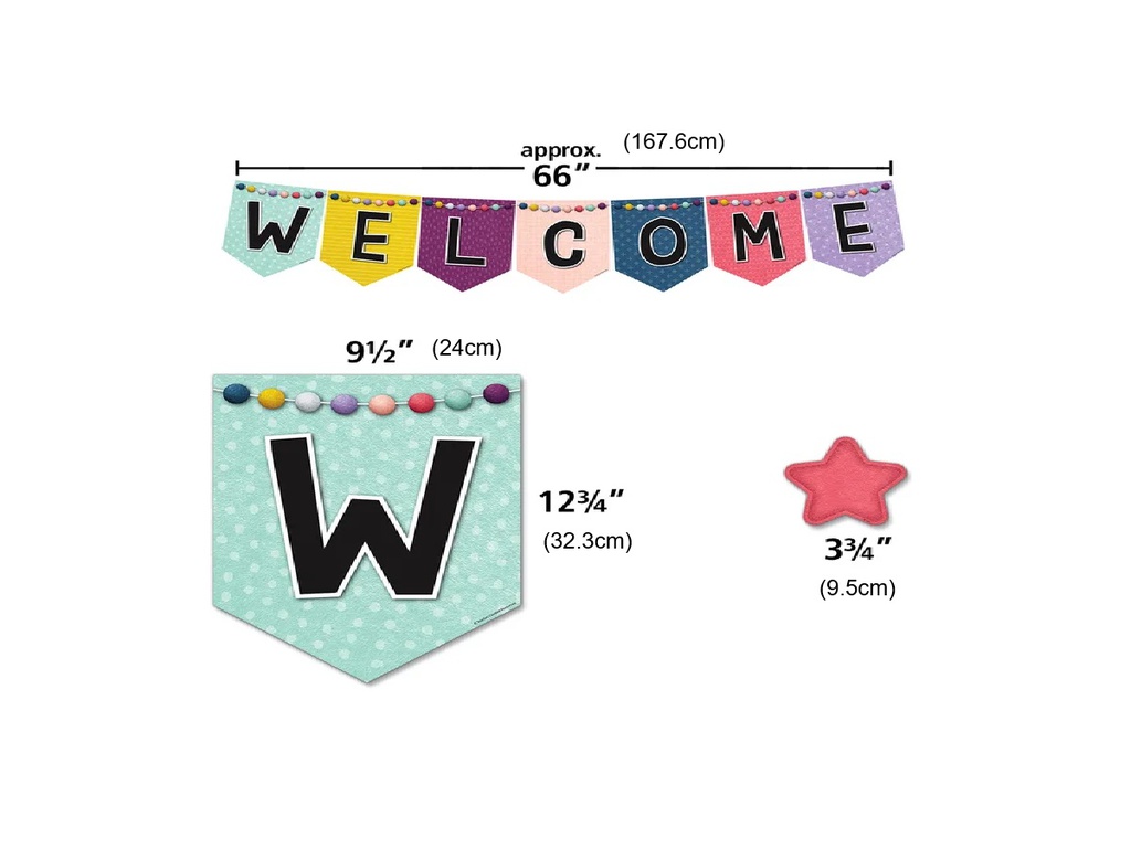 Oh Happy Day Pennants Welcome Bulletin Board(60pcs)
