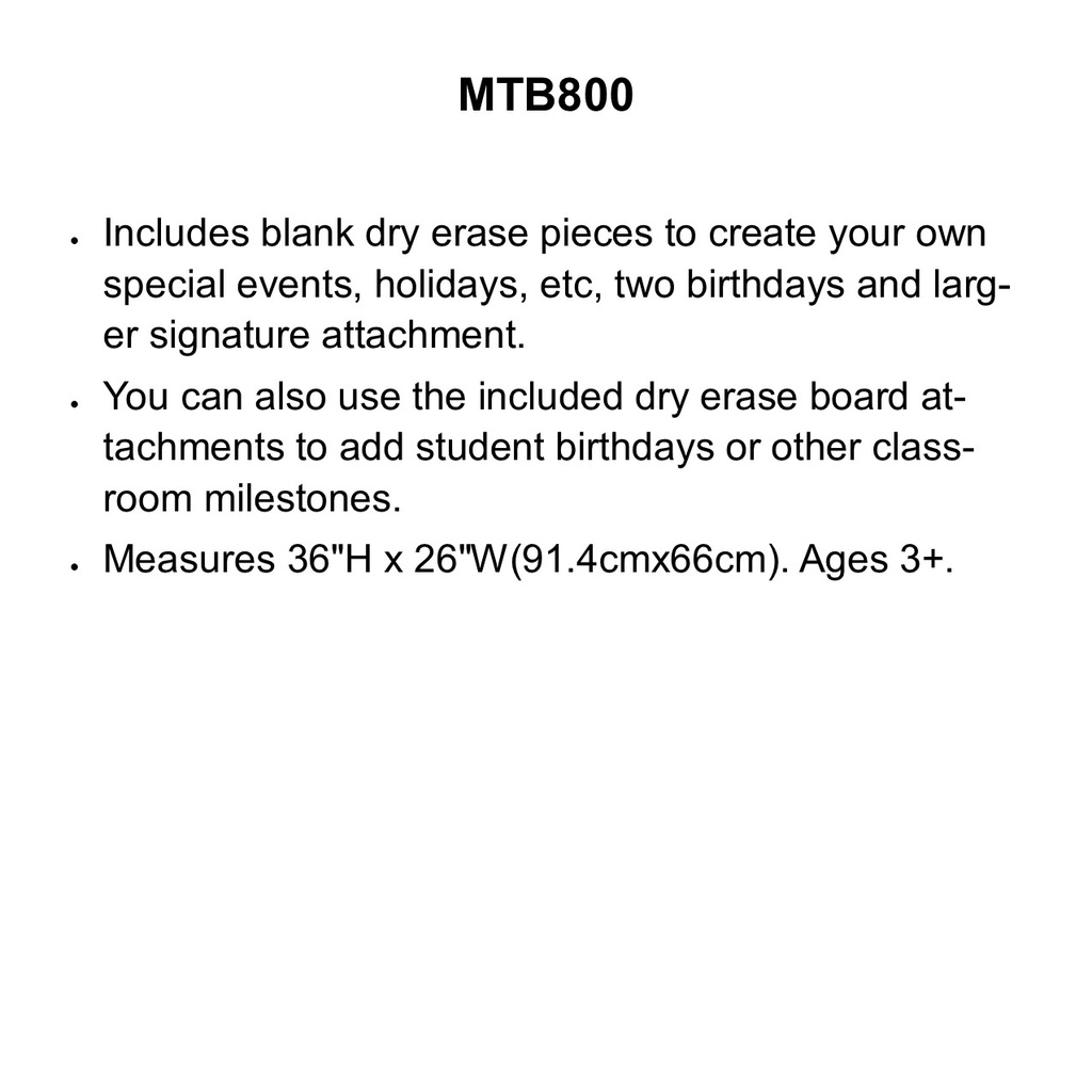 CLASSROOM CALENDAR POCKET CHART 36" x 26" (91cm x 66cm)