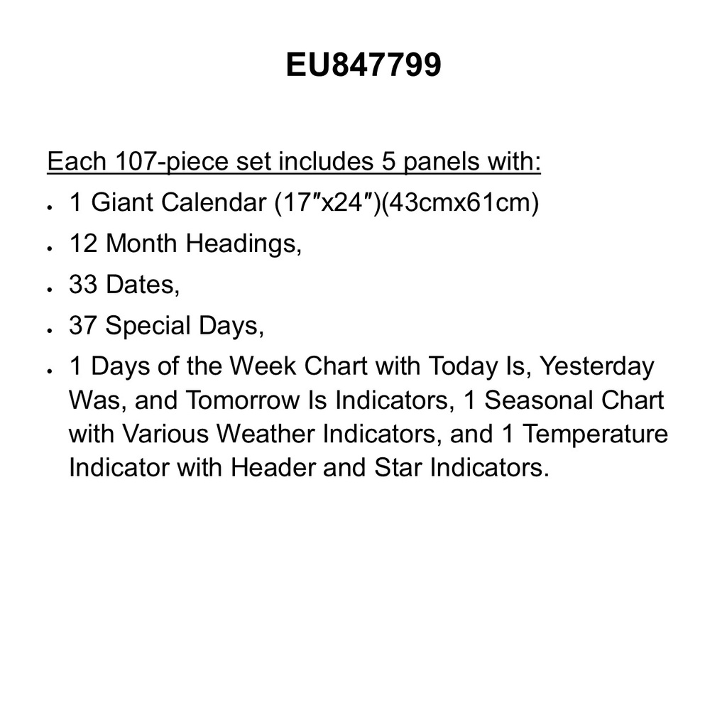 A Teachable Town Calendar Set Bulletin Board Set  (107pcs)