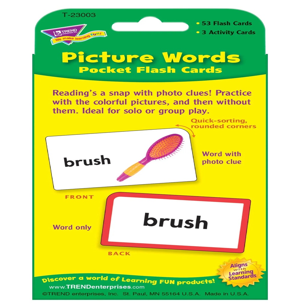 Picture Words Pocket Flash Cards Two-sided (56cards)
