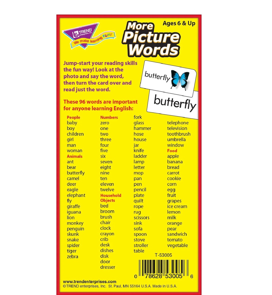 More Picture Words Flash Cards Two-sided (96cards)