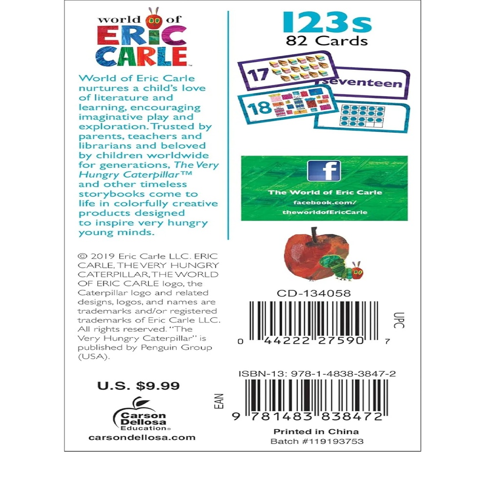 ERIC CARLE 123s  Flash Cards (82 cards) (Age:4+)