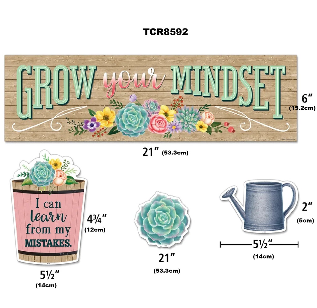Rustic Bloom Grow Your Mindset Mini Bulletin Board 21''x6''(53.3cmx15.2cm) (24pcs)