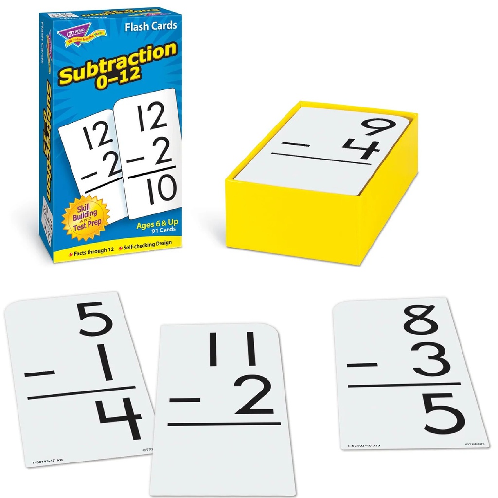 SUBTRACTION 0-12 Skill Drill Flash Cards (91 cards)