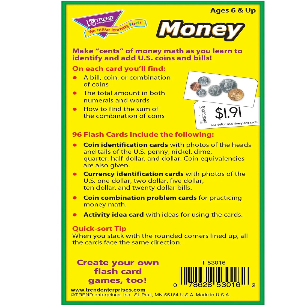 MONEY Skill Drill Flash Cards Two-sided (96cards)