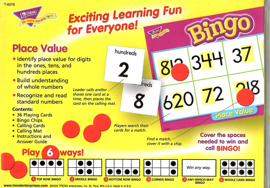 Place Value Bingo  Age 7 &amp; up (3 to 36 players)