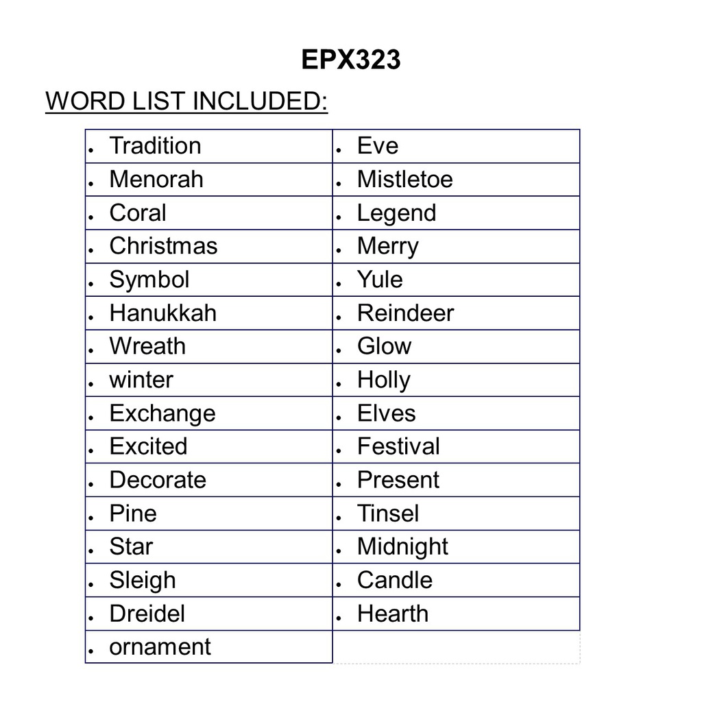 December For Calendar grid or pocket chart (7cmx7cm)(2.75"x2.75")