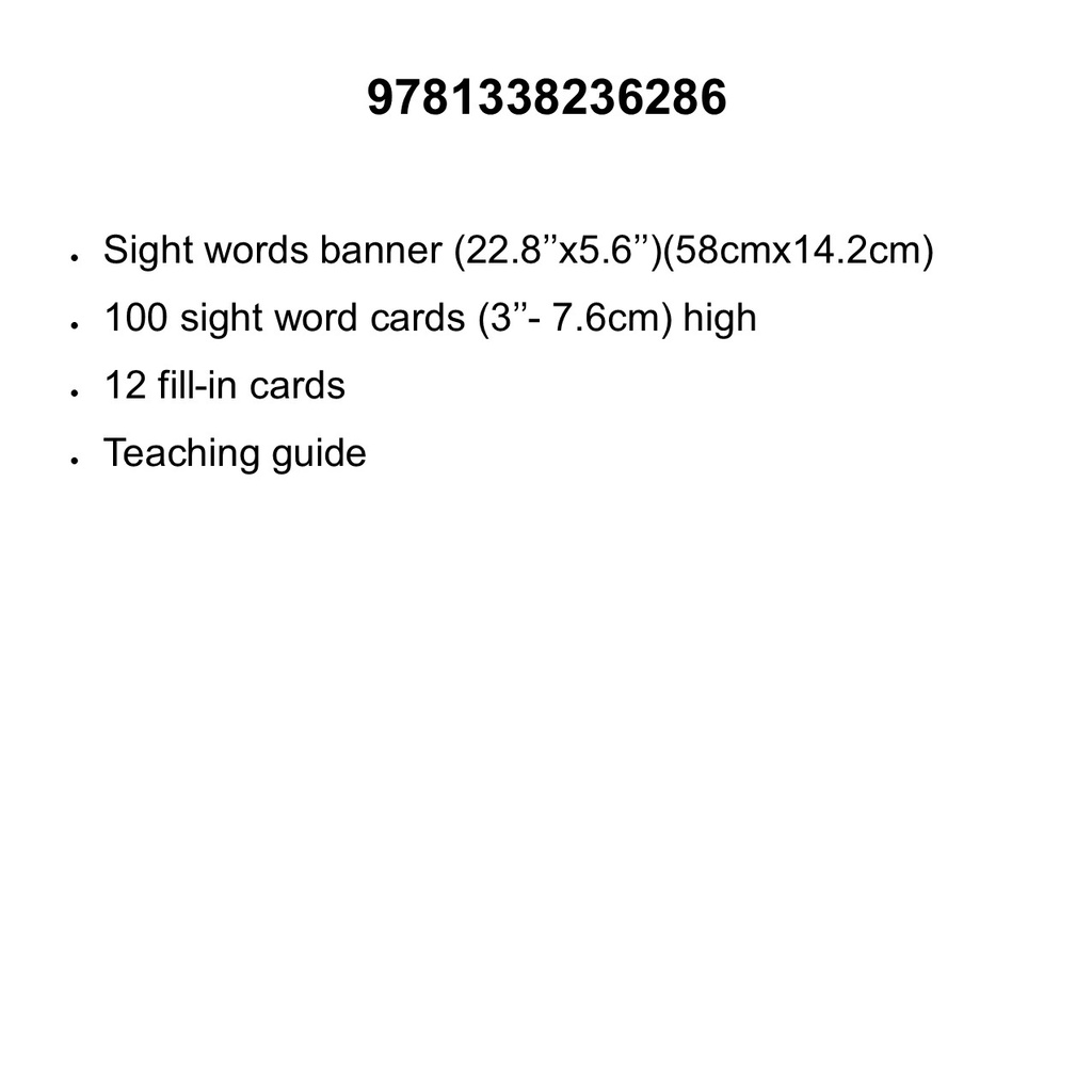 SIGHT WORDS BB SET (113pcs) (22.8"x5.6")(58cmx14.2cm)