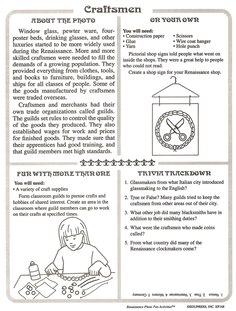 Renaissance Photo Activity Cards (28cmx21cm)(11''x8'')(8 photo cards)(all ages)