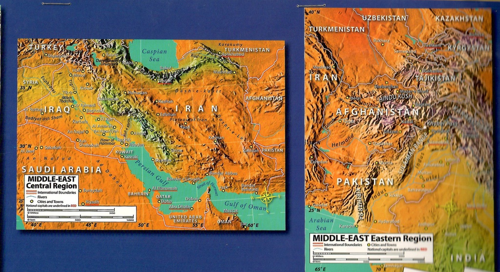 World Geography-Middle East Bulletin Board Set   (Gr:4-8) (4) maps