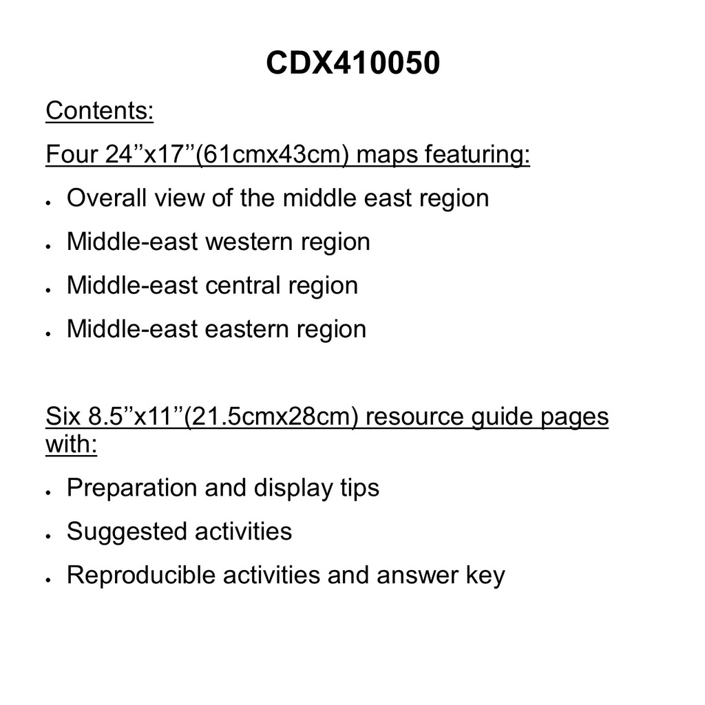 World Geography-Middle East Bulletin Board Set   (Gr:4-8) (4) maps