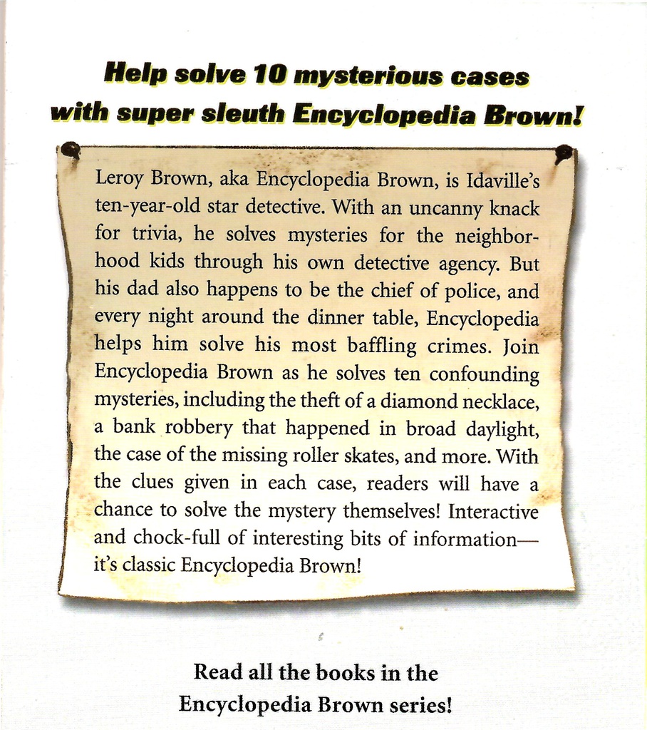 Encyclopedia Brown, Boy Detective #01 (8-12 yrs)