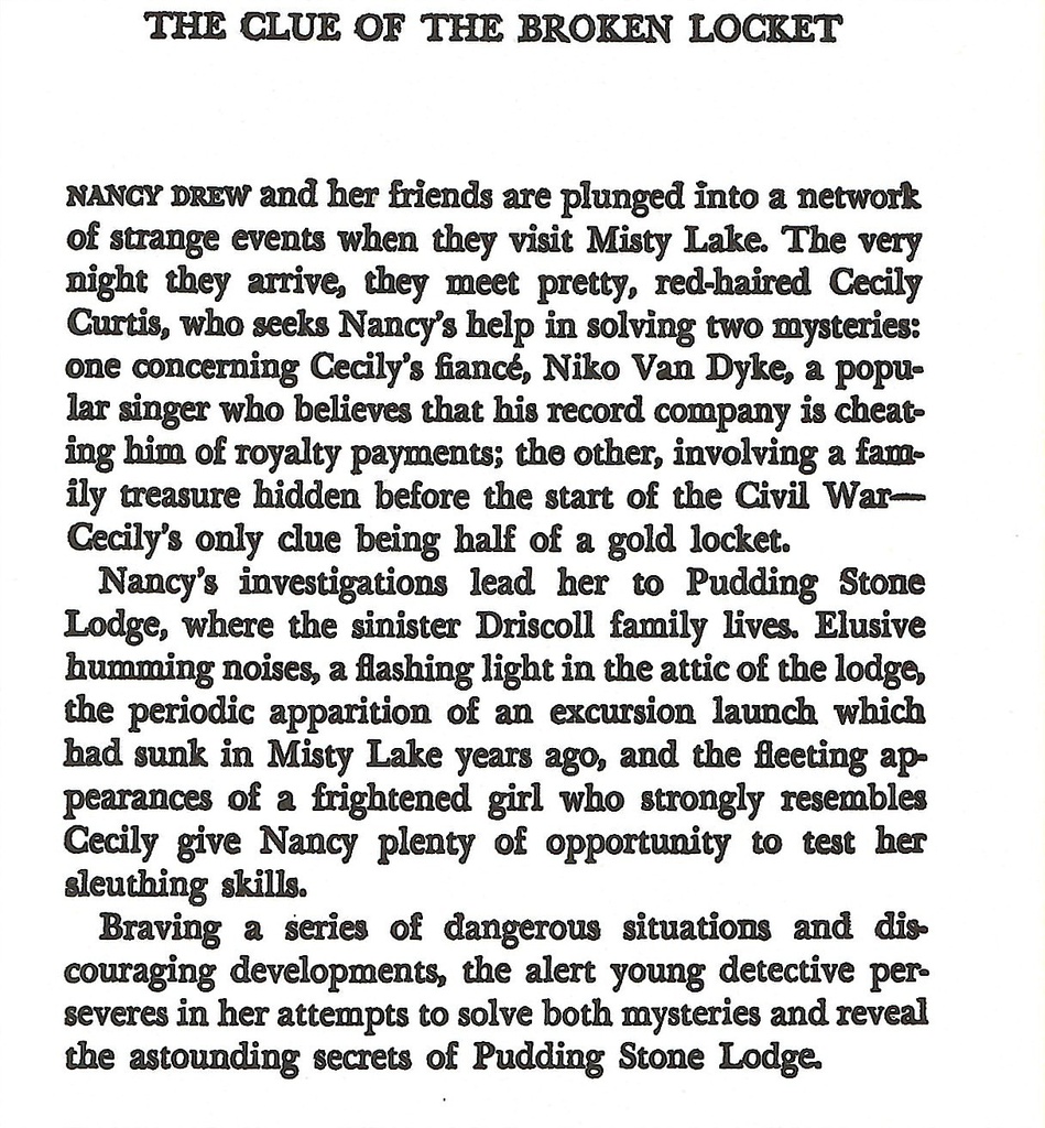 NANCY DREW #11: THE CLUE OF THE BROKEN LOCKET (8-12yrs)