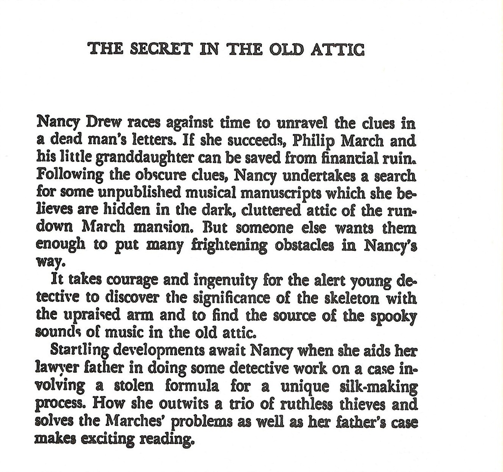 NANCY DREW #21: THE SECRET IN THE OLD ATTIC (8-12yrs)