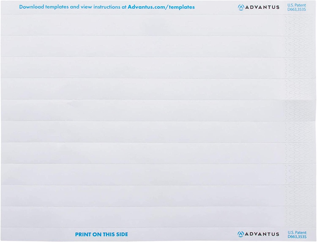 WHITE - Wristco 1" Tyvek Wristbands (numbered) - 500 Ct.