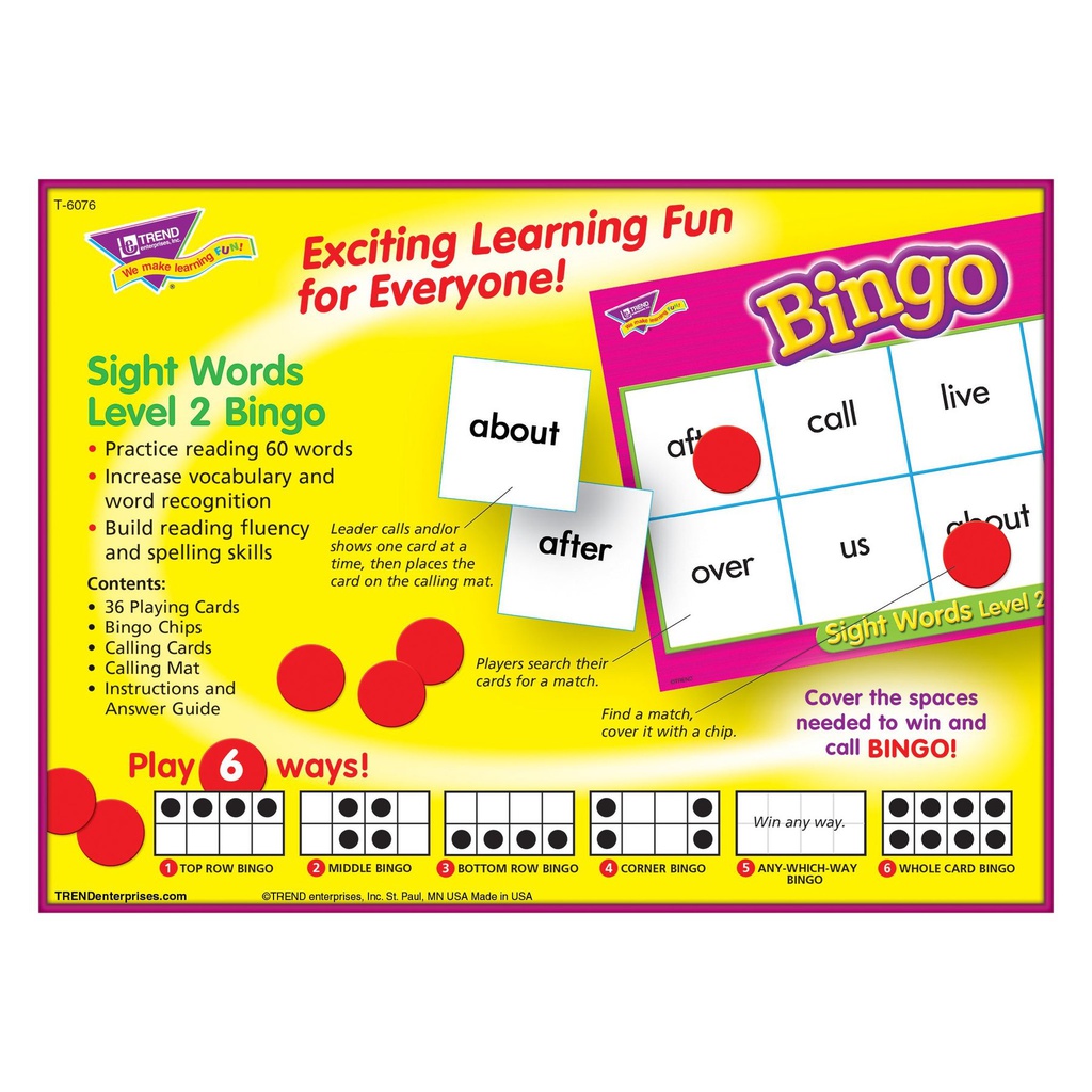 Sight Words Level 2 Bingo