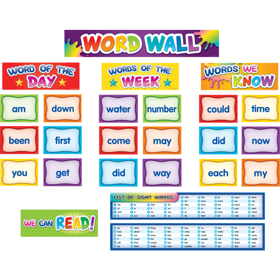 First 100 Sight Words Pocket Chart Cards (205 cards)