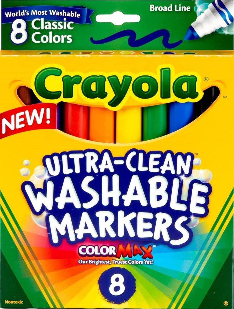 WASHABLE COLORING MARKERS (8 COLORS)