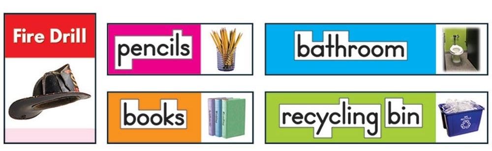 Classroom Labels: Photographic Quick Stick Bulletin Board Set contains (14''x3.5'')(35.5cmx8.9cm)  (34pcs)